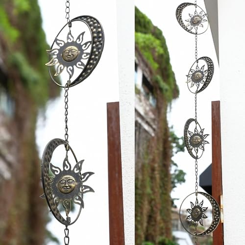 Rain Chain for Gutters Downspouts, Metal Decorative Hanging Chime, 8.5 Feet, Copper F925767