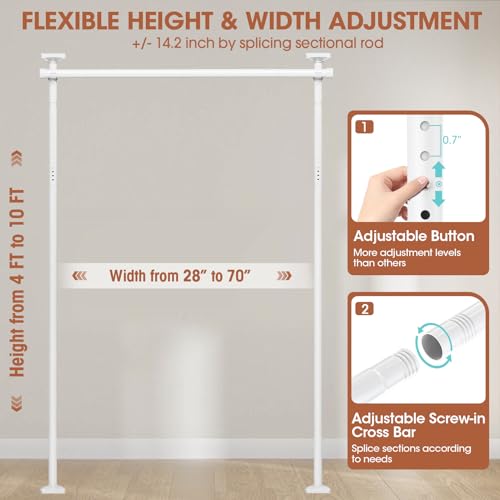 Room Divider Curtain Rod, No Drilling, Adjustable 4-10ft Height, Black W79312