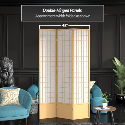 7 ft. Tall Window Pane Shoji Screen Room Divider, 3 Panels T5246