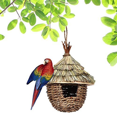 Hanging Straw Woven Bird House for Outdoor Backyard Decor V357981