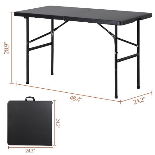 Portable 4 Foot Plastic Folding Table, Indoor Outdoor Heavy Duty, White R80992