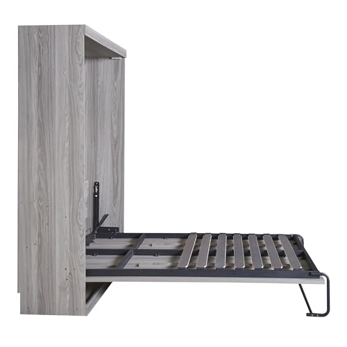 Murphy Bed Chest with Shelves, Foldable Wood Platform Bed Frame I45495