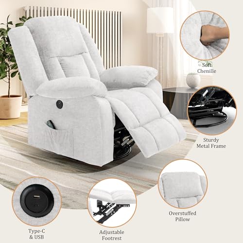 Swivel Glider Recliner Chair with Massage and Heating U85854