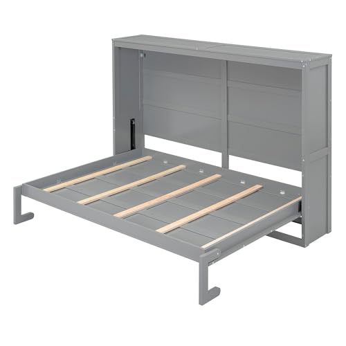 Modern Farmhouse Solid Wood Murphy Cabinet Bed Queen K425