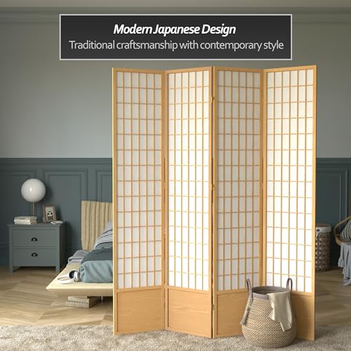 7 ft. Tall Window Pane Shoji Screen Room Divider, 3 Panels T5246
