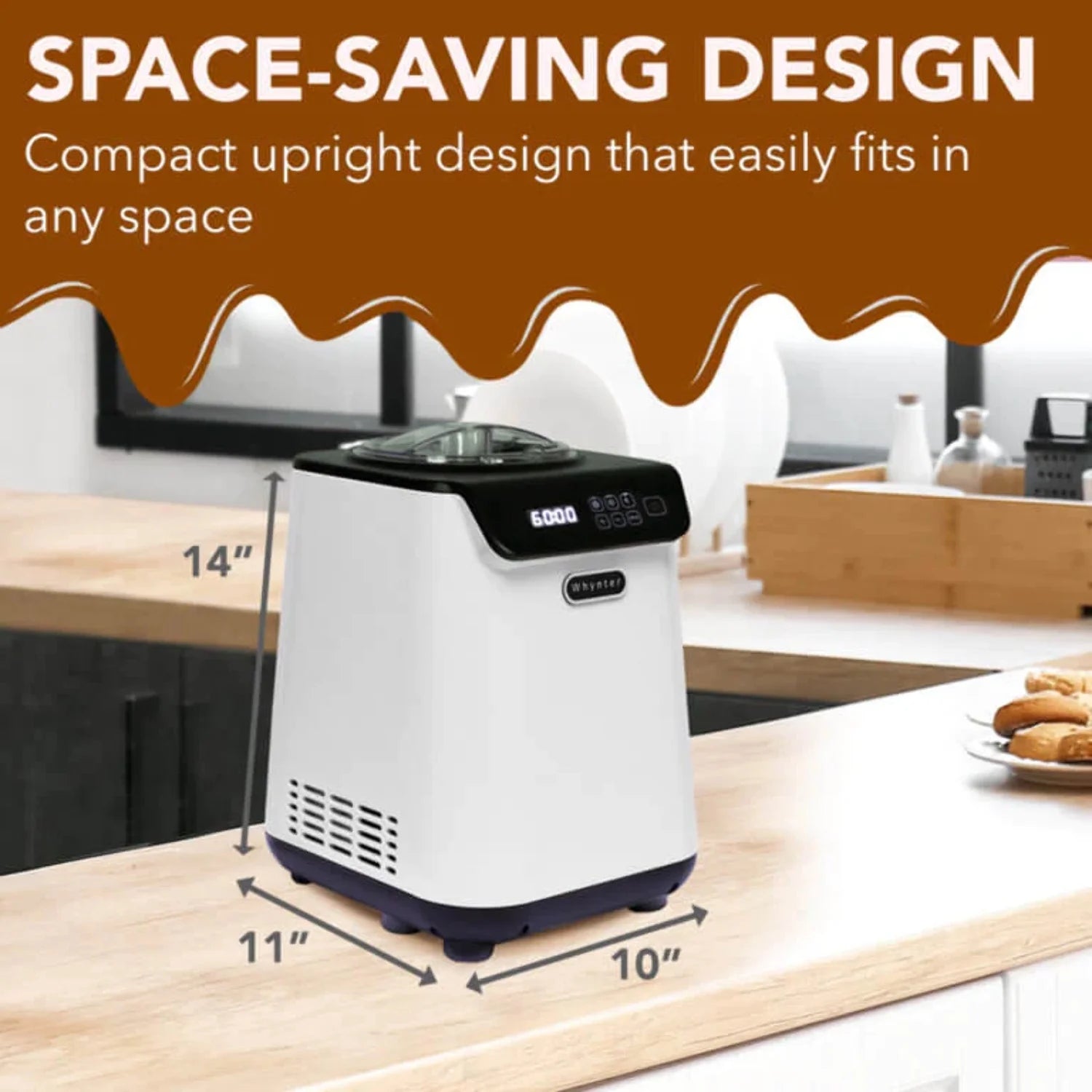 Compact Upright Automatic Ice Cream Maker with Stainless Steel Bowl I49903