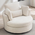 Oversized Swivel Barrel Chair with Ottoman, Chenille, Beige X252712
