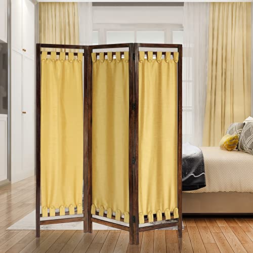 4 Panel Folding Wood Room Divider, Antique Brown, 72 x 80 L396608