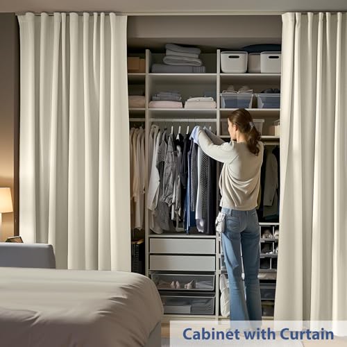 Ceiling Mounted Room Divider Curtain Track Set, Blackout Panel, White Rail, 8.3 x 7 ft K66131