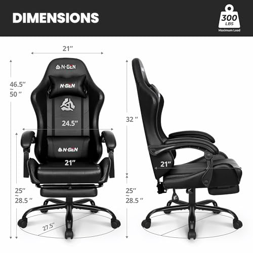 Gaming Chair with Footrest Lumbar Support High Back Recliner Ergonomic Leather Q8605