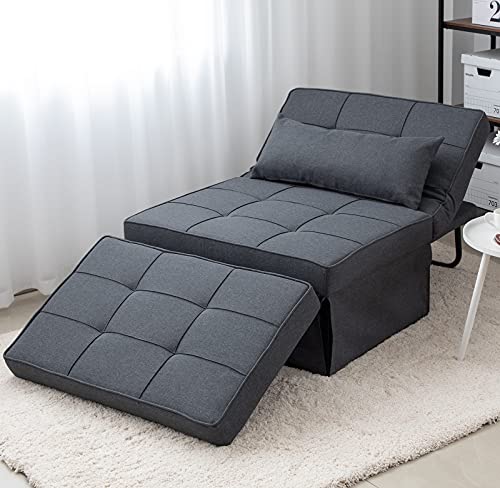 Sofa Bed Folding Ottoman Couch with Adjustable Backrest, Dark Grey C9023