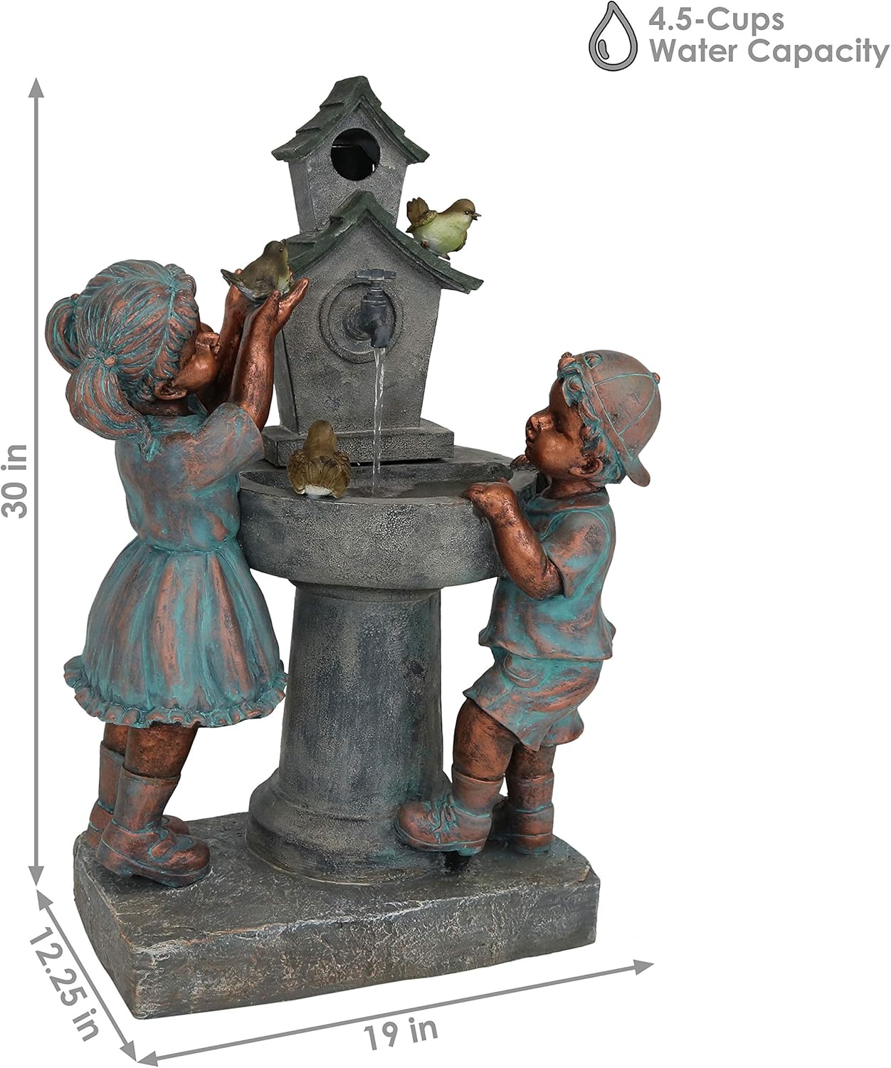 Outdoor Water Fountain with Bird Bath Design J93668