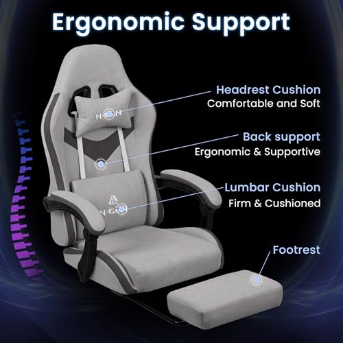 Gaming Chair with Footrest Lumbar Support High Back Recliner Ergonomic Leather Q8605