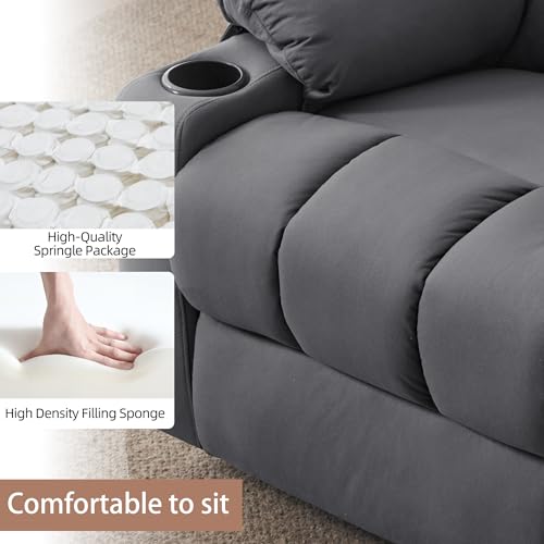 Swivel Recliner Chair for Adults with Massage and Heat, Fabric, Lime Gray B7507