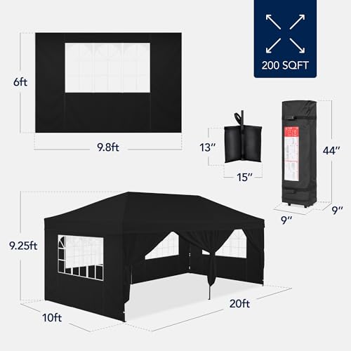 10x20 Party Tent, Waterproof Outdoor Canopy with Sidewalls Y555496