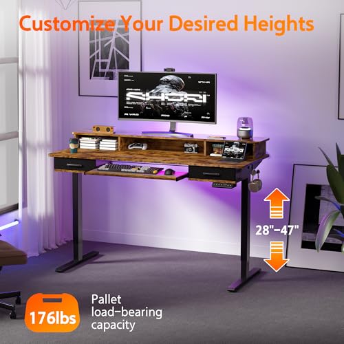 Electric Standing Desk with 2 Drawers, Height Adjustable for Home Office B137