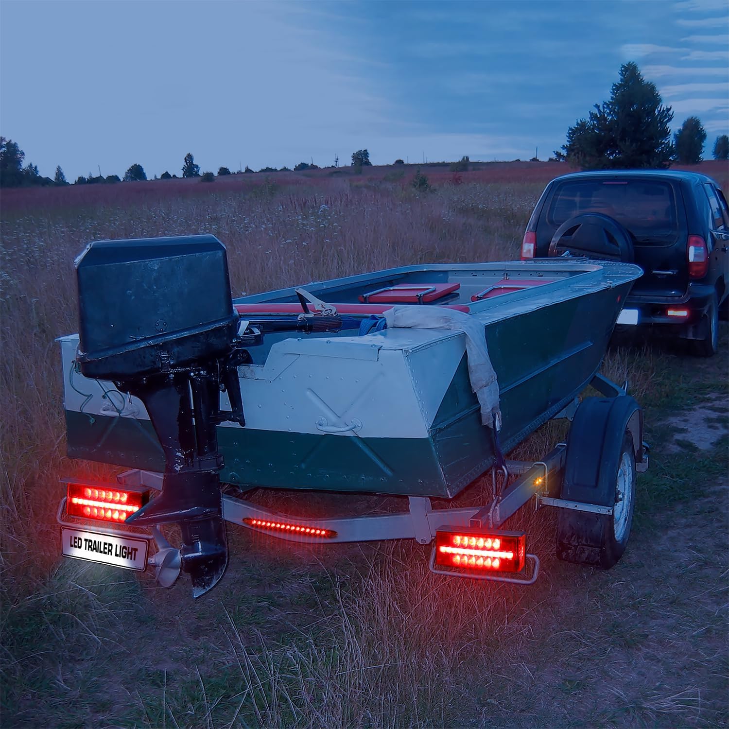LED Submersible Rectangular Trailer Tail Light Kit, Brake Turn Reverse Side Marker M2841