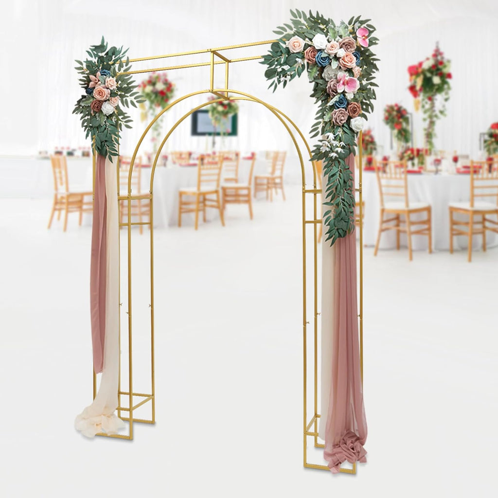 Gold Metal Double Arch Wedding Backdrop Stand P19941