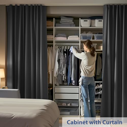 Ceiling Mounted Room Divider Curtain Track Set, Blackout Panel, White Rail, 8.3 x 7 ft K66131