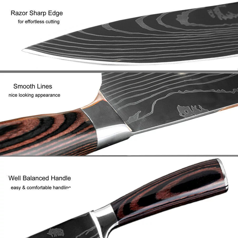 8 Piece Kitchen Chef Knife Set, 3.5-8 Inch, Stainless Steel F15189