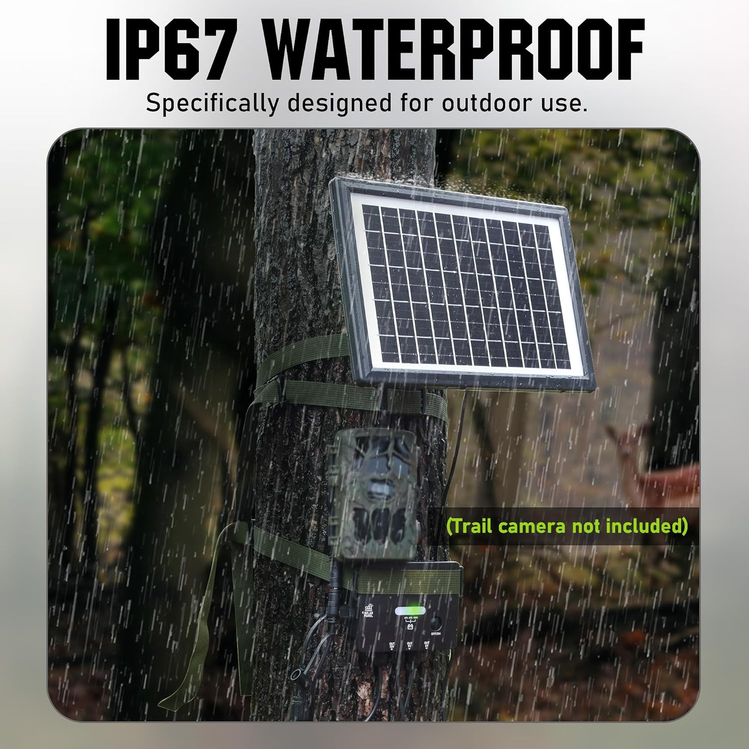 Solar Panel for Trail Camera, 6W with Built-in 7500mAh Battery D664