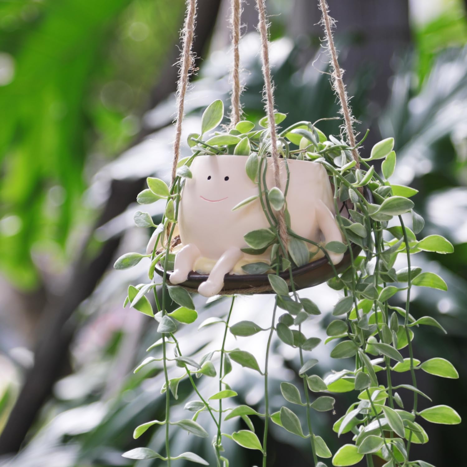 Smile Face Hanging Planter Pot for Indoor Outdoor Plants H86138