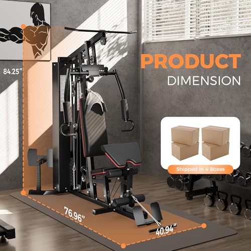 Home Gym Equipment with 150LBS Weight Stack and Pulley System R3045