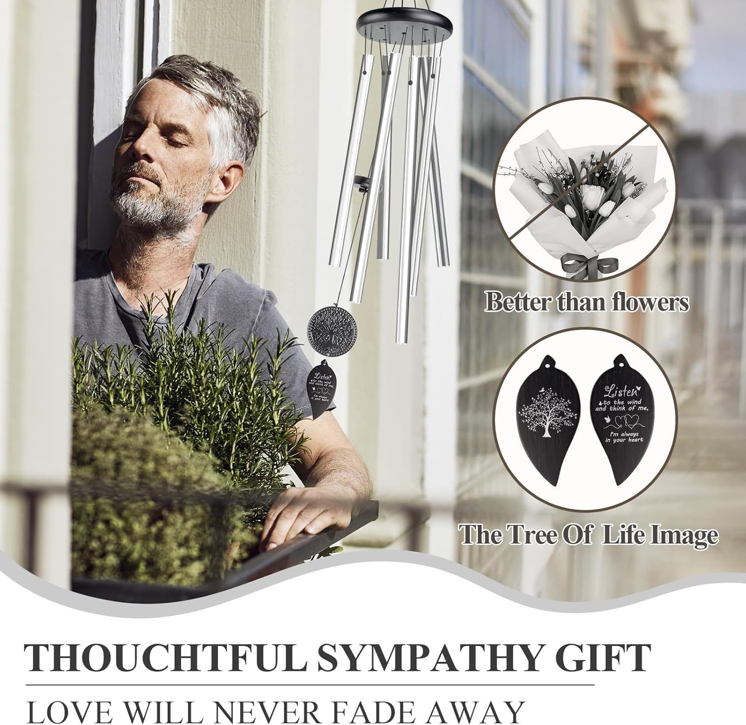 Tree of Life Memorial Wind Chimes for Loss of Loved One Z1605