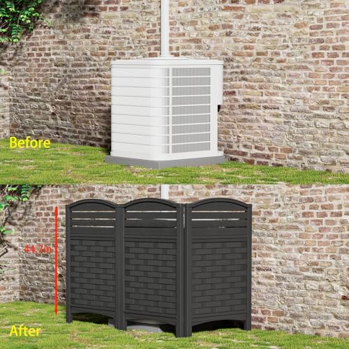Air Conditioner Fence Privacy Screen, 4 Panels Outdoor Enclosure with Metal Stake U4943