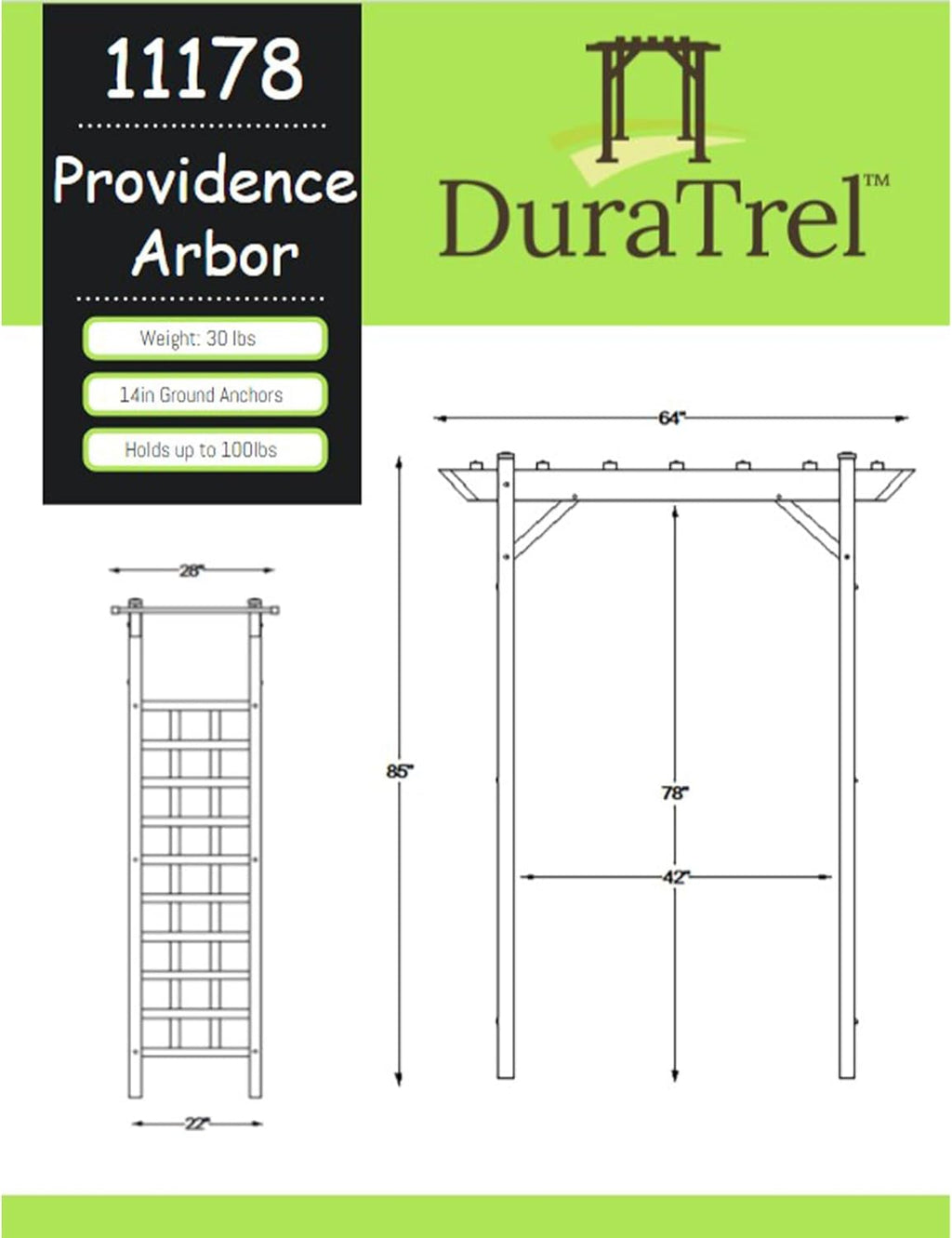 PVC Patio Garden Arch with Lattice Trellis for Climbing Plants, White M80050
