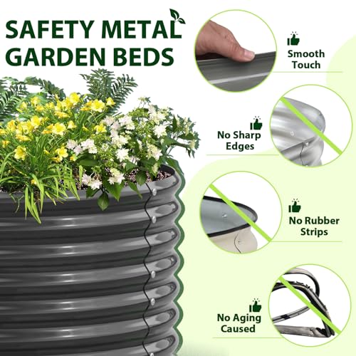 Galvanized Raised Garden Bed Oval Metal Planter Box for Vegetables Flowers A9593