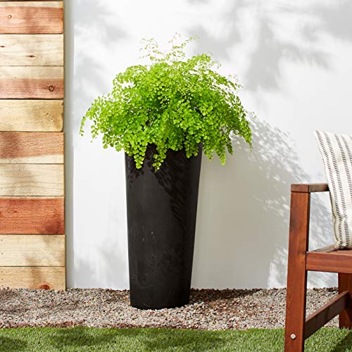 Contempo Tall Round Planter, 13 by 13 by 28-Inch, Black D27452