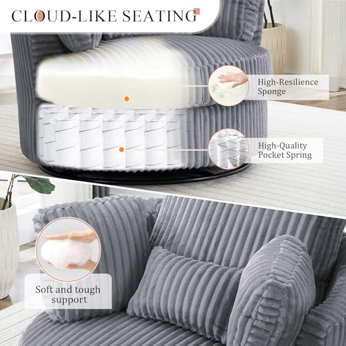 Swivel Barrel Chair with Ottoman for Living Room Bedroom, White W553228