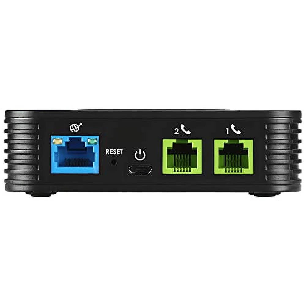 2 Port Analog Telephone Adapter VoIP Phone, Black E70604