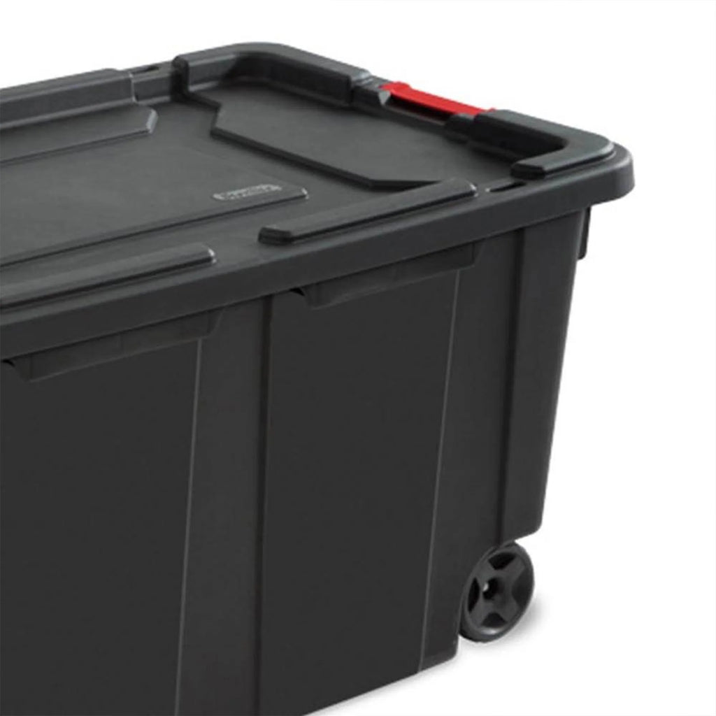 40 Gallon Wheeled Industrial Storage Tote, Black (8 Pack) B695