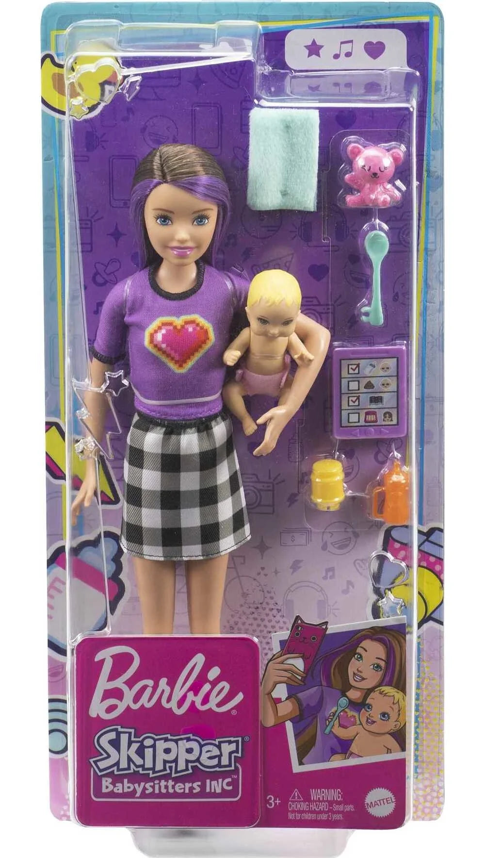 Skipper Babysitters Inc Set with Doll, Baby Doll & 4 Accessories H9675