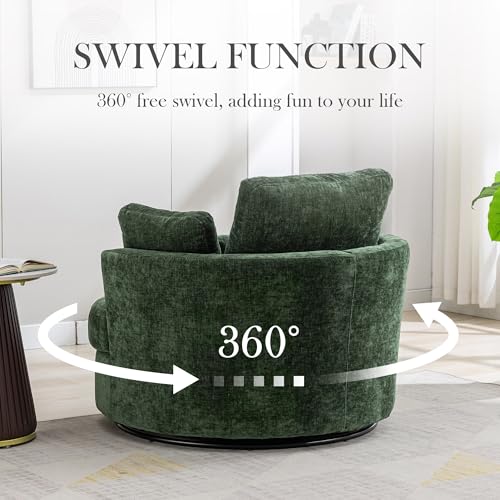Oversized Swivel Barrel Chair with Ottoman, Chenille, Beige X252712