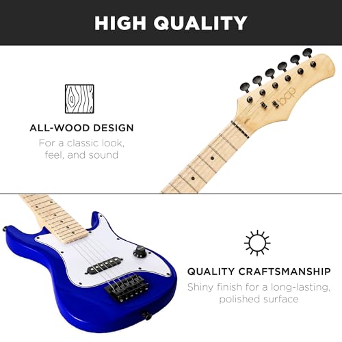 30in Kids Electric Guitar Beginner Starter Kit with Amplifier, Metallic Blue U78618
