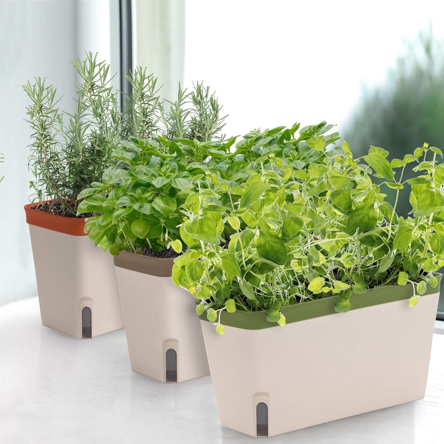 Window Herb Planter Box, Self-Watering, Set of 3 V9641