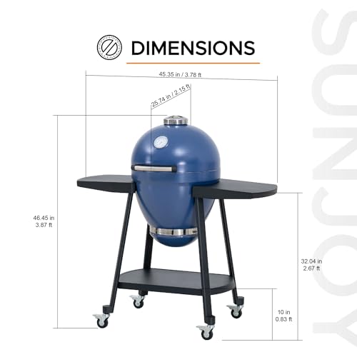 Charcoal Kamado Grill with Pizza Stone and Wheels Q84418