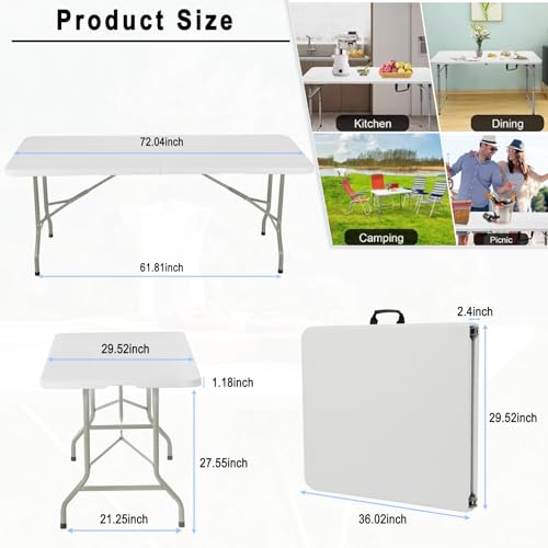 Heavy Duty Portable Folding Table for Dining, Parties, and Camping E6001