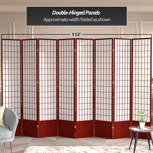 7 ft. Tall Window Pane Shoji Screen Room Divider, 3 Panels T5246