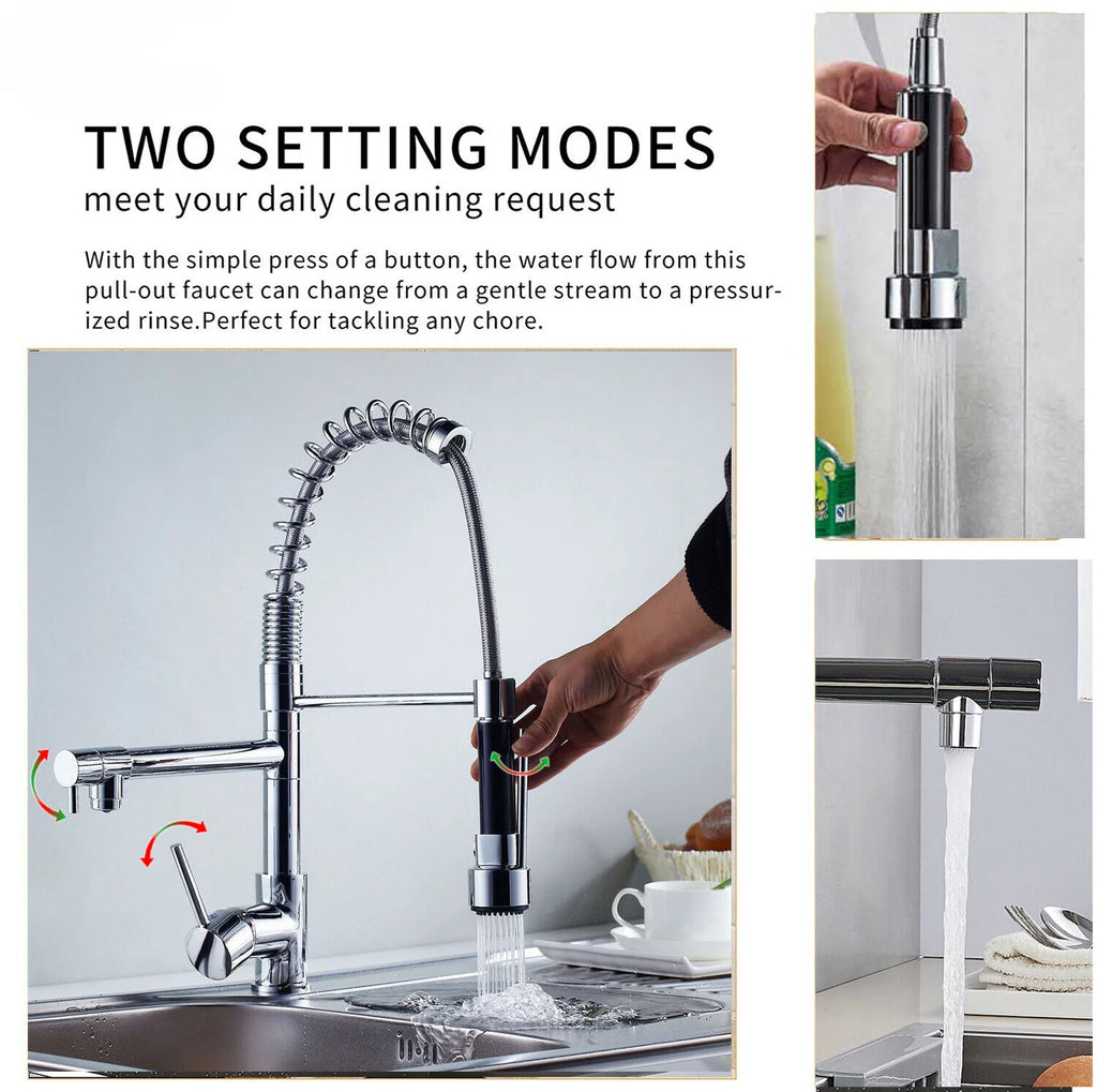 Commercial Kitchen Faucet with Pull Down Sprayer, Brushed Nickel B920068