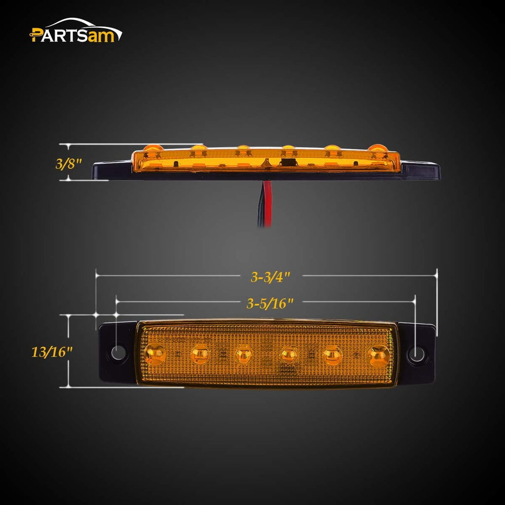20Pcs Thin 3.8" 6 LED Amber Clearance Lights for Trucks Trailers J3891