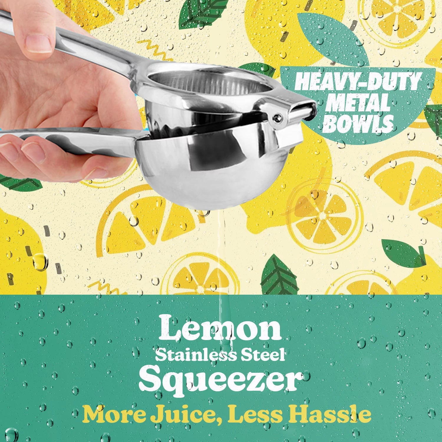 Washable Lemon Squeezer Stainless Steel with Large Bowl and Stable Grip V624