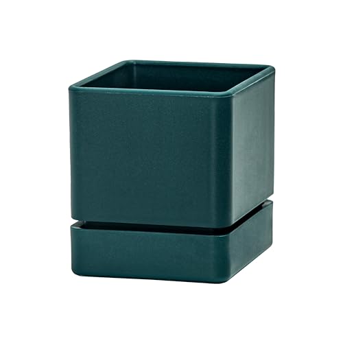 4 Inch Plastic Herb Planter Pot with Drainage Holes and Saucer, White, Set of 3 V50113