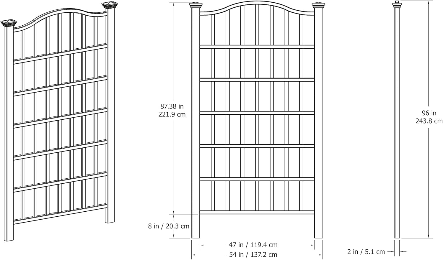 Composite Vinyl Trellis 54"W x 90"H K9047