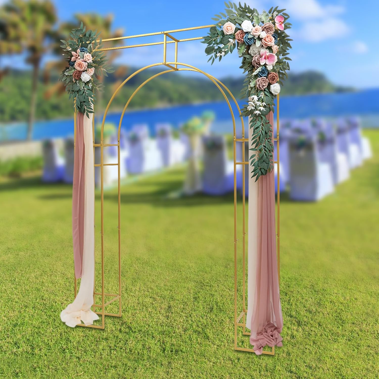 Gold Metal Arch Backdrop Stand for Wedding Ceremony U787