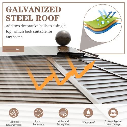 12x20 Hardtop Gazebo Double Roof Galvanized Steel Outdoor Aluminum Frame with Netting and Curtains M3306