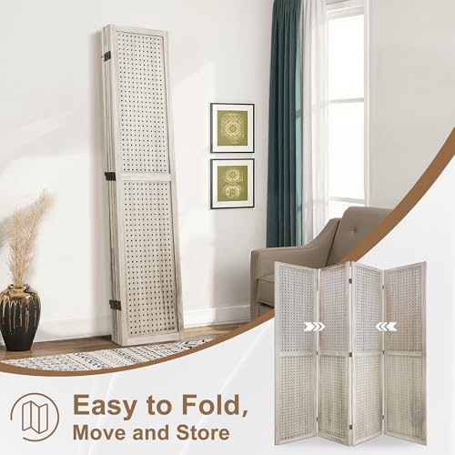 6 Panel Wooden Room Divider with Shelves B102027